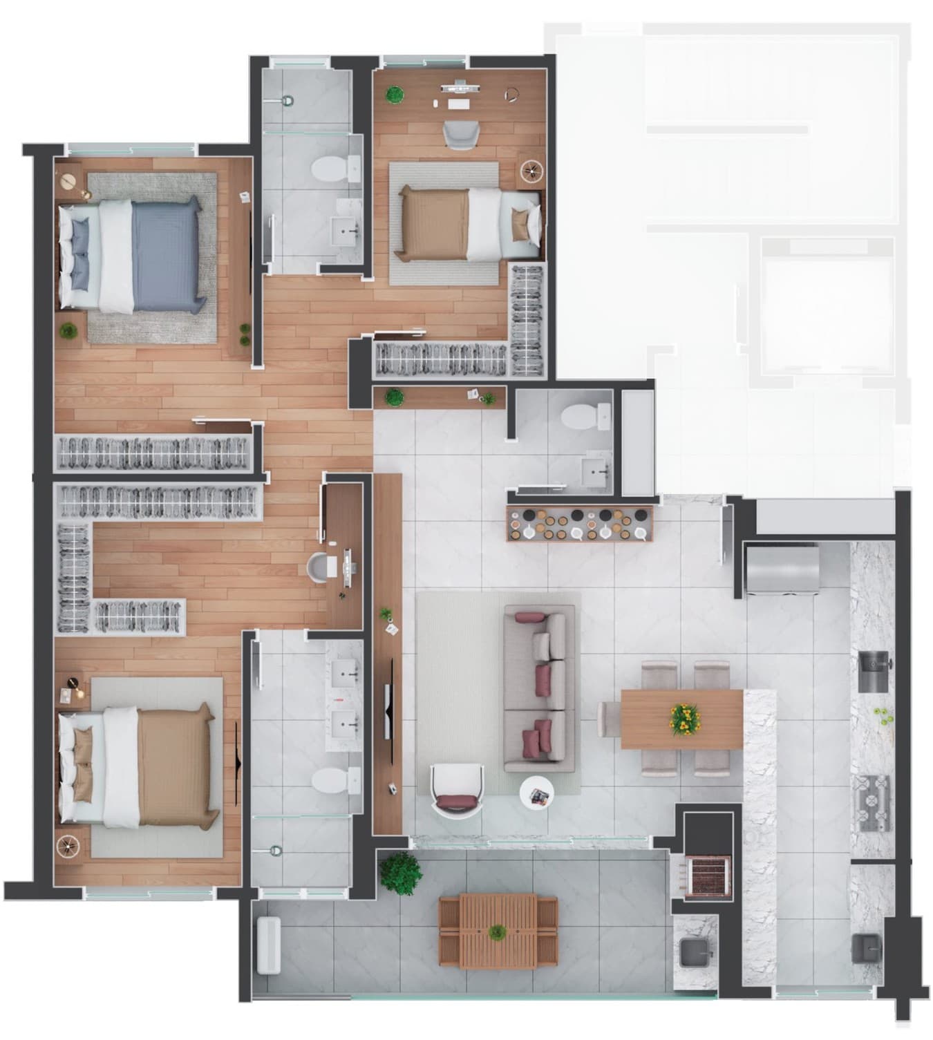 Planta da tipologia Apartamento Tipo A02