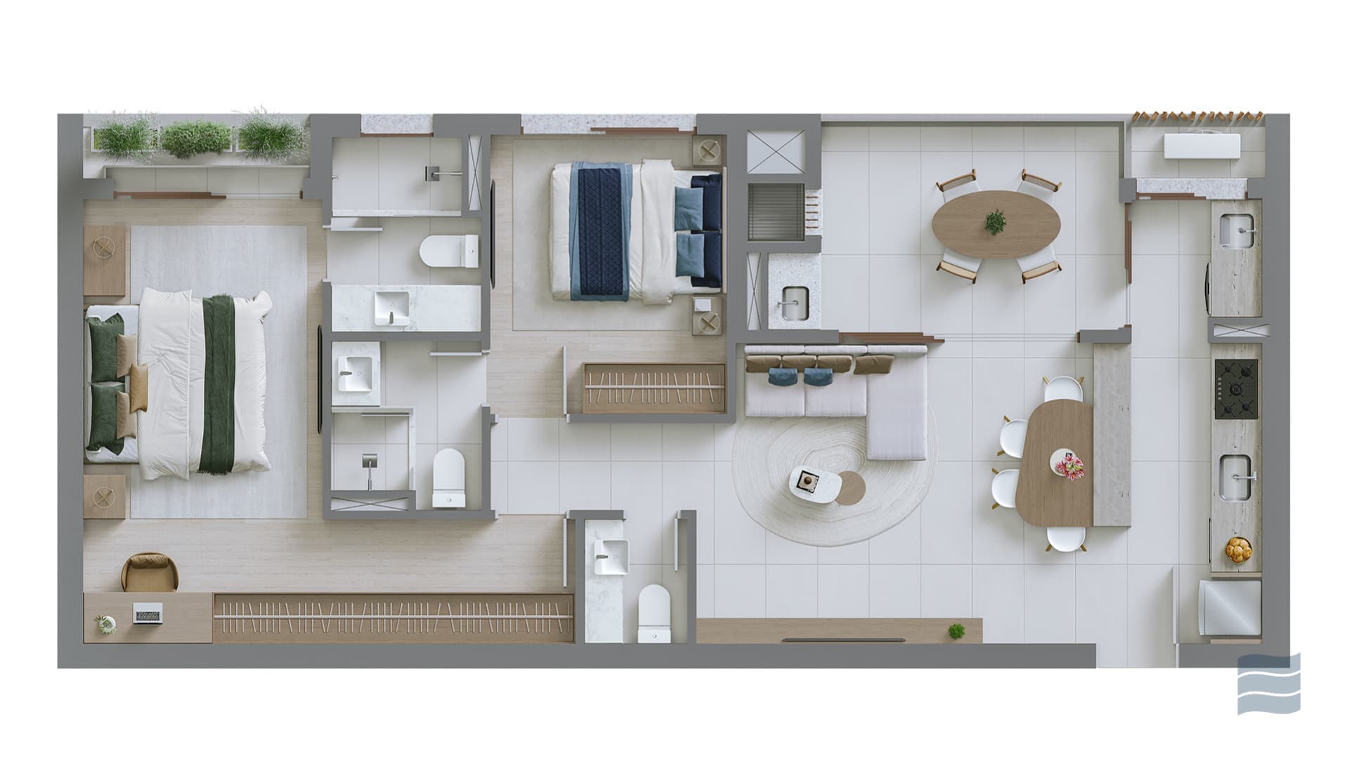 Planta da tipologia Apartamento 86,68 m²