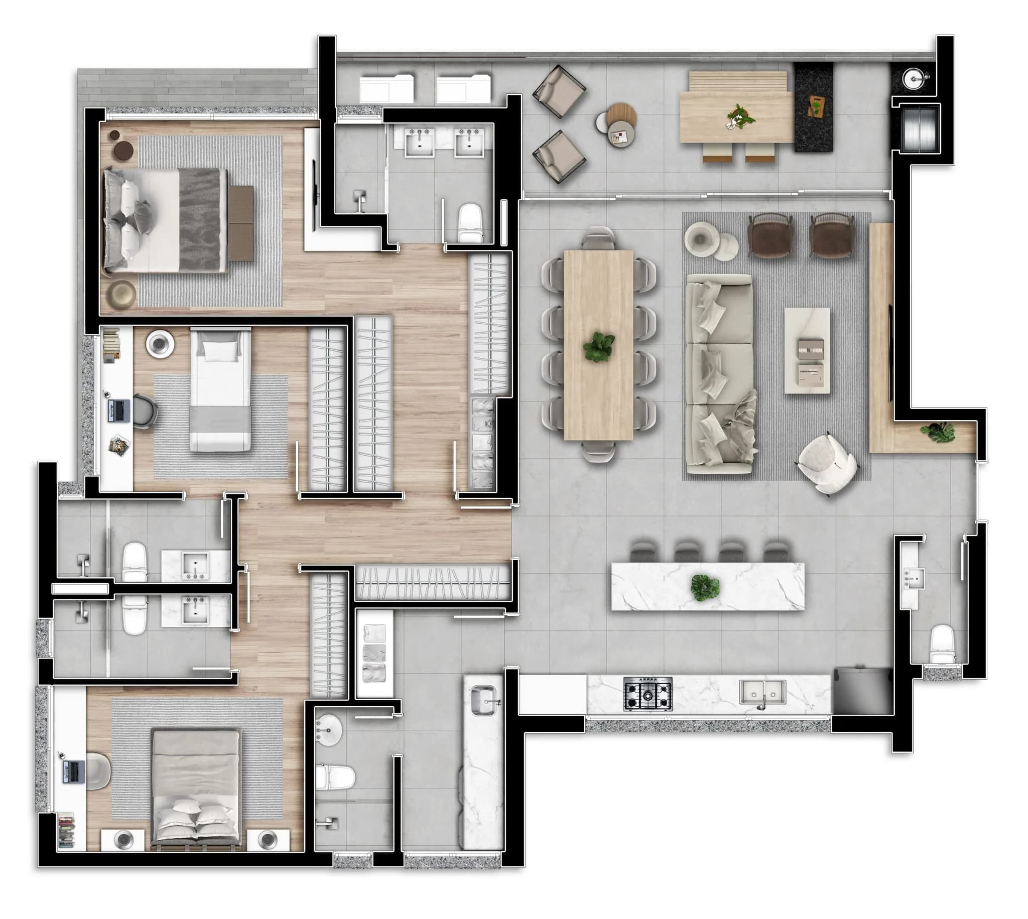 Planta da tipologia 3 Suites