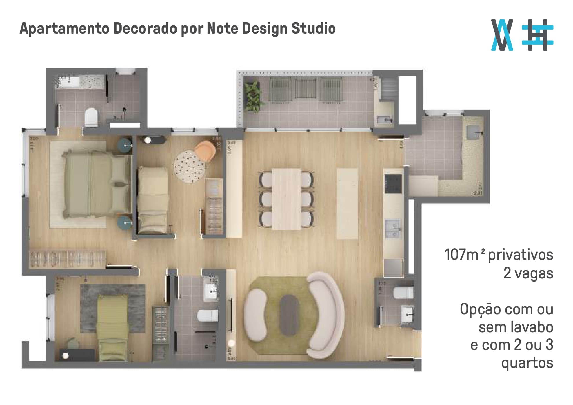Planta da tipologia Apartamento 108,2 m²