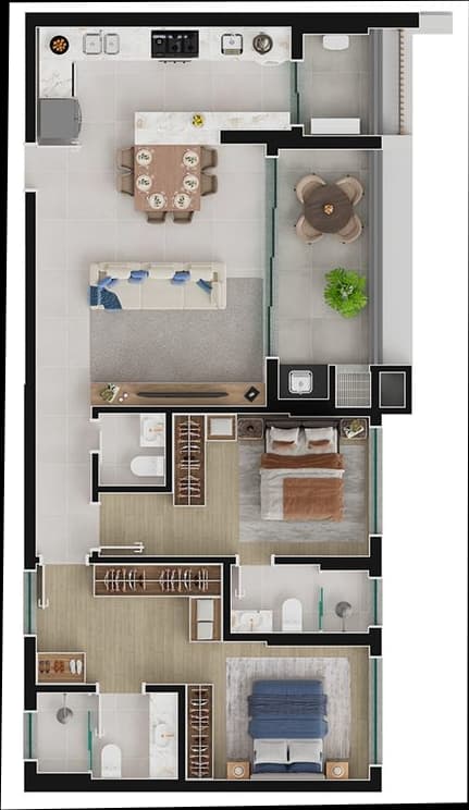Planta da tipologia Apartamento 93 m²