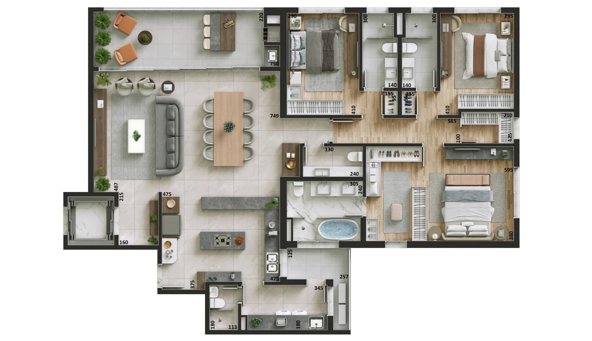 Planta da tipologia Apartamento tipo — final 2 (Torre Araucária)