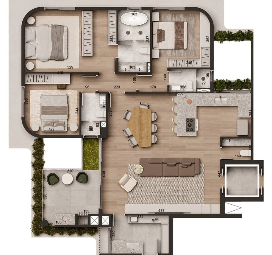 Planta da tipologia Apartamento Tipo · 147 m²