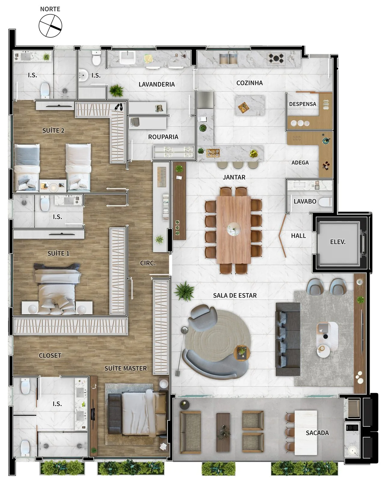 Planta da tipologia Apartamento 244 m²