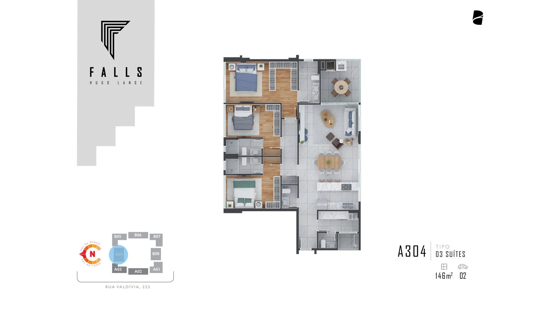 Planta da tipologia Apartamento 146,13 m² (A304)