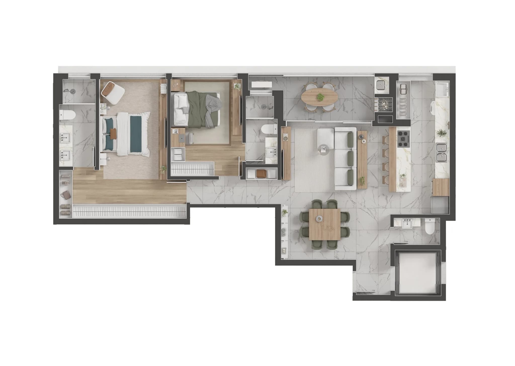 Planta da tipologia Apartamento 111 m²