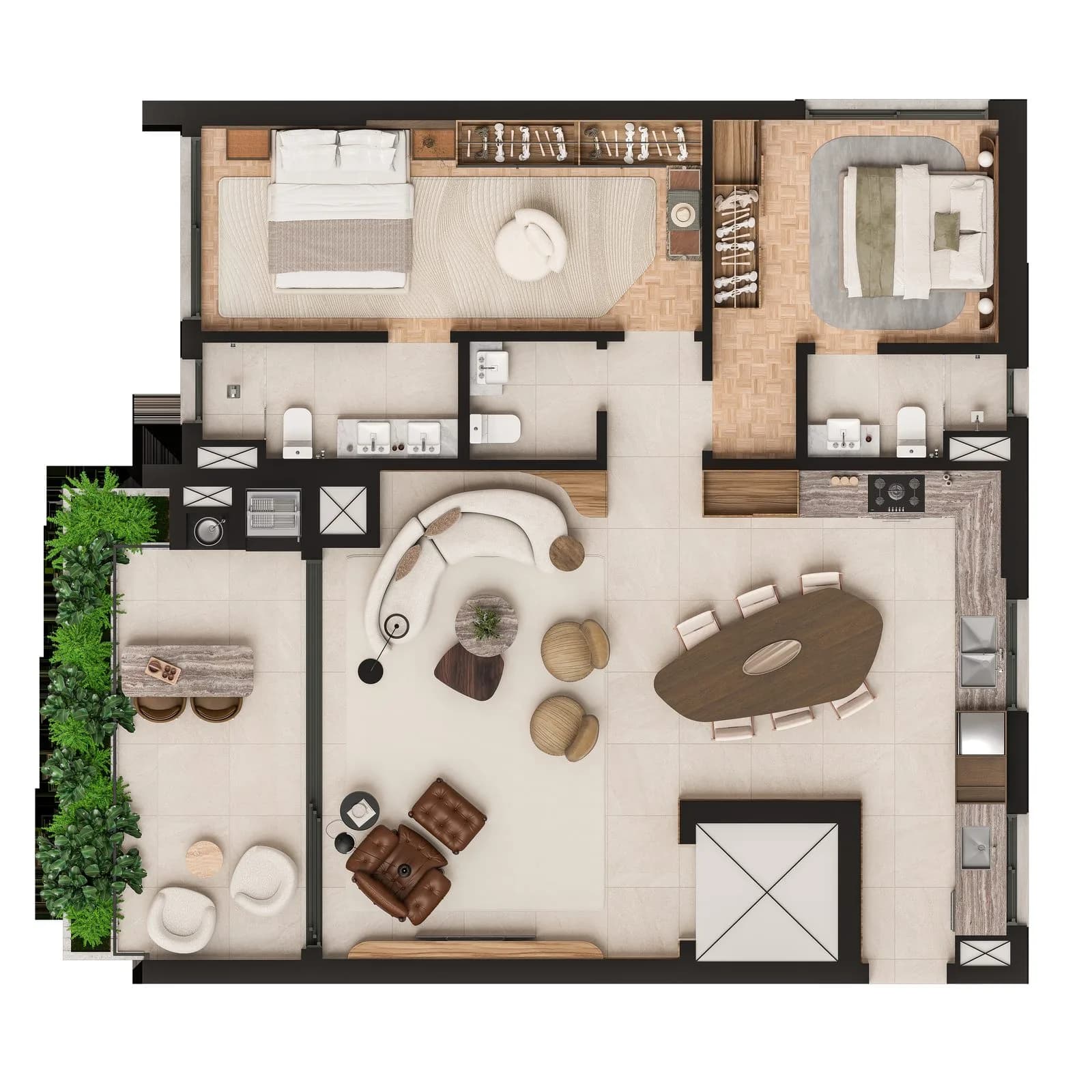 Planta da tipologia Apartamento 125 m²