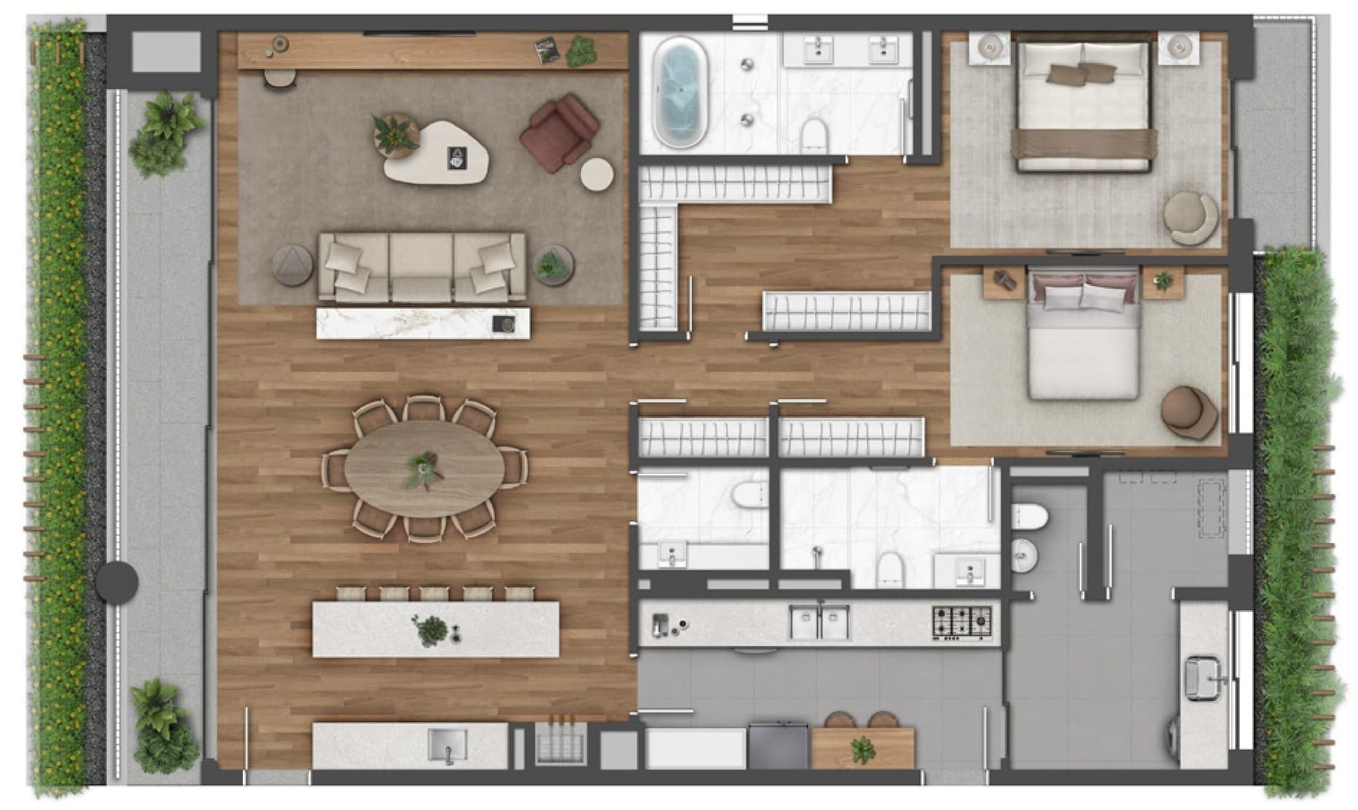 Planta da tipologia Residência Suspensa 181 m²