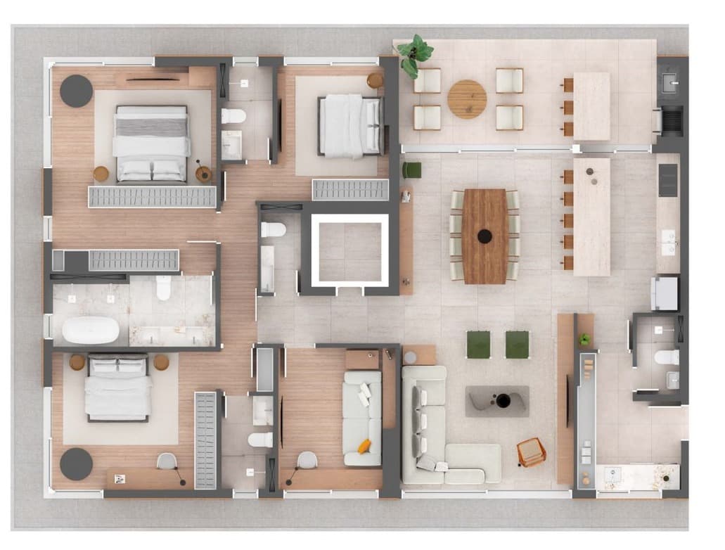 Planta da tipologia Apartamento 211 m²