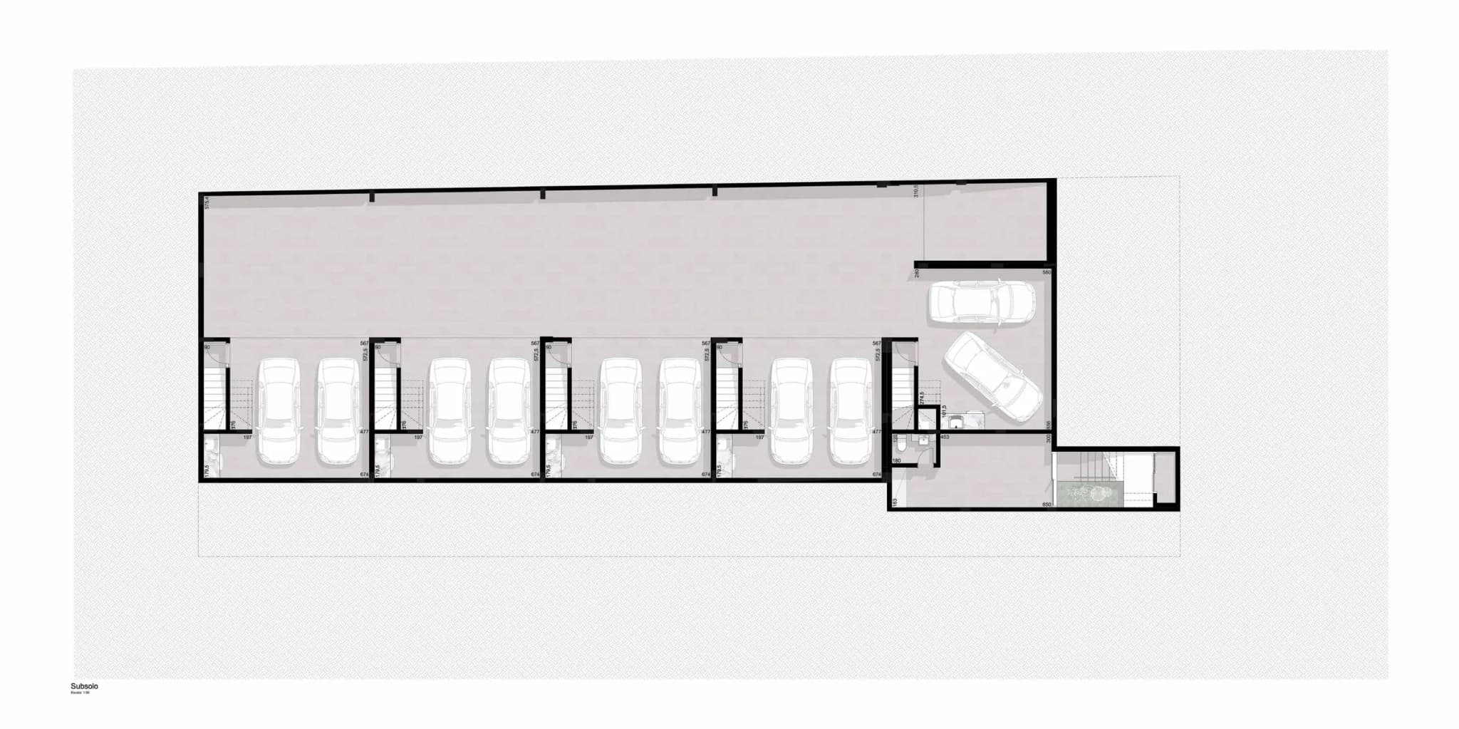 Planta da tipologia Casa em Condomínio 162,48 m² — Subsolo (garagem)
