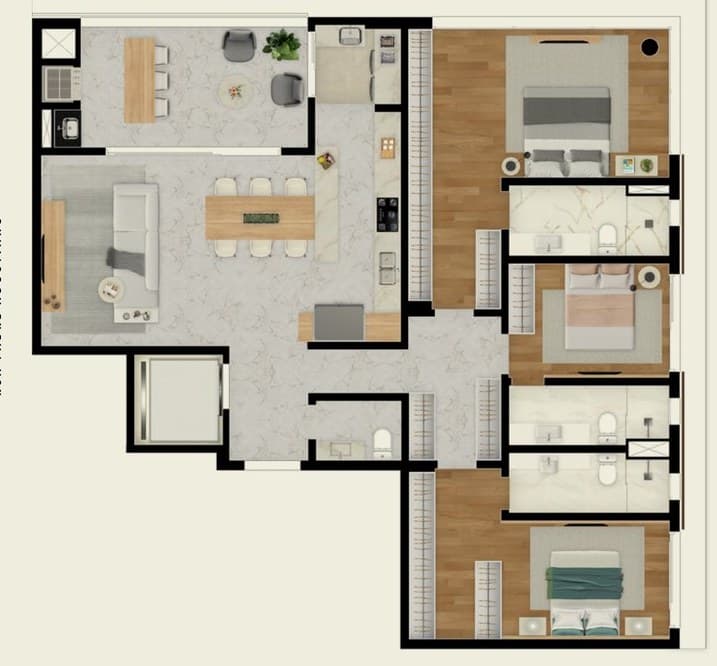 Planta da tipologia Apartamento · 3 suítes