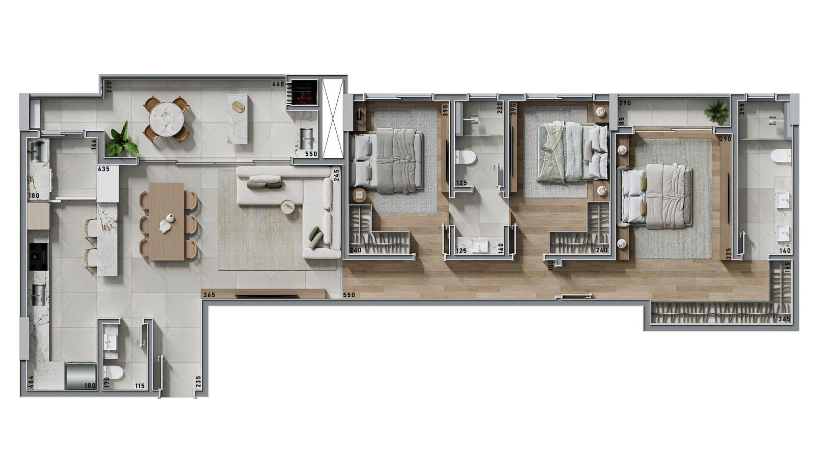 Planta da tipologia Apartamento 122,23 m² — Final 04