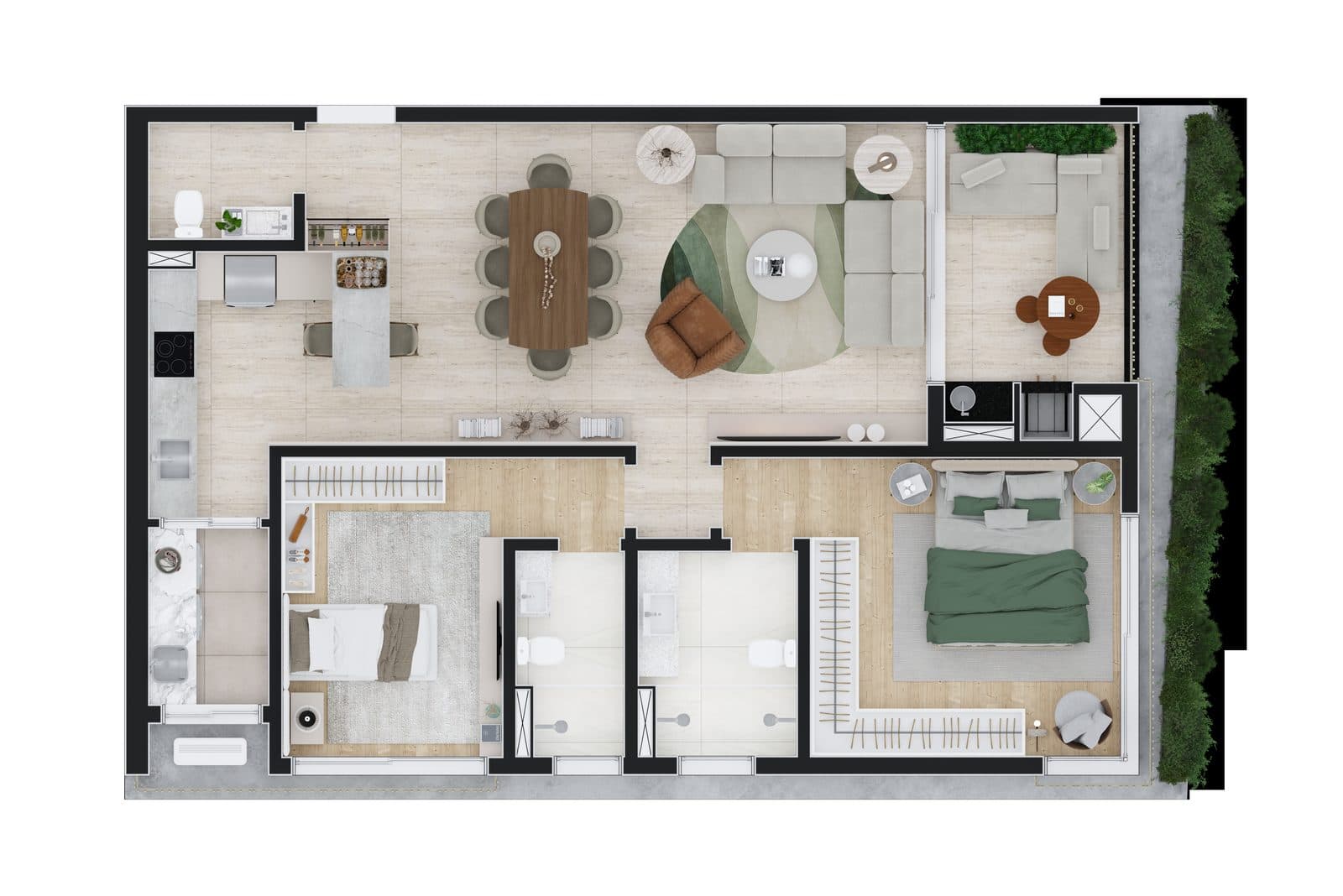 Planta da tipologia Apartamento 105 m²