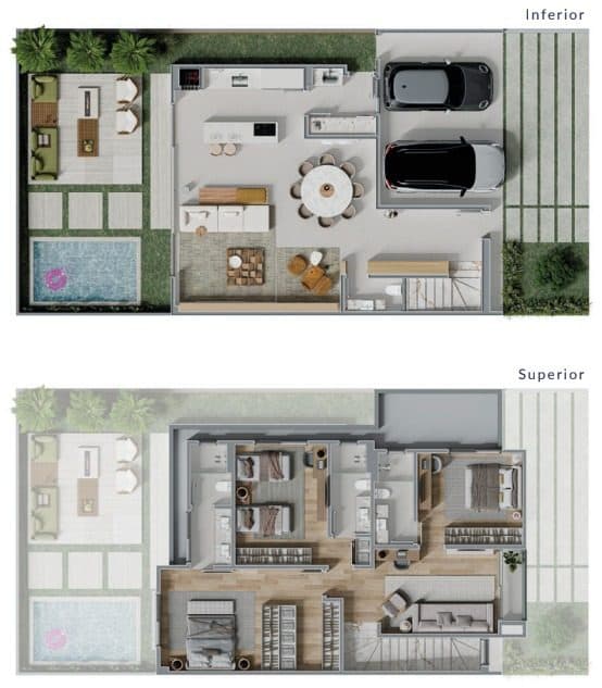 Planta da tipologia Casa Tipo A — 184 a 212 m²