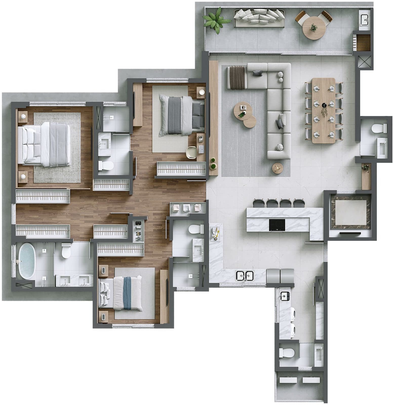 Planta da tipologia Apartamento Tipo A