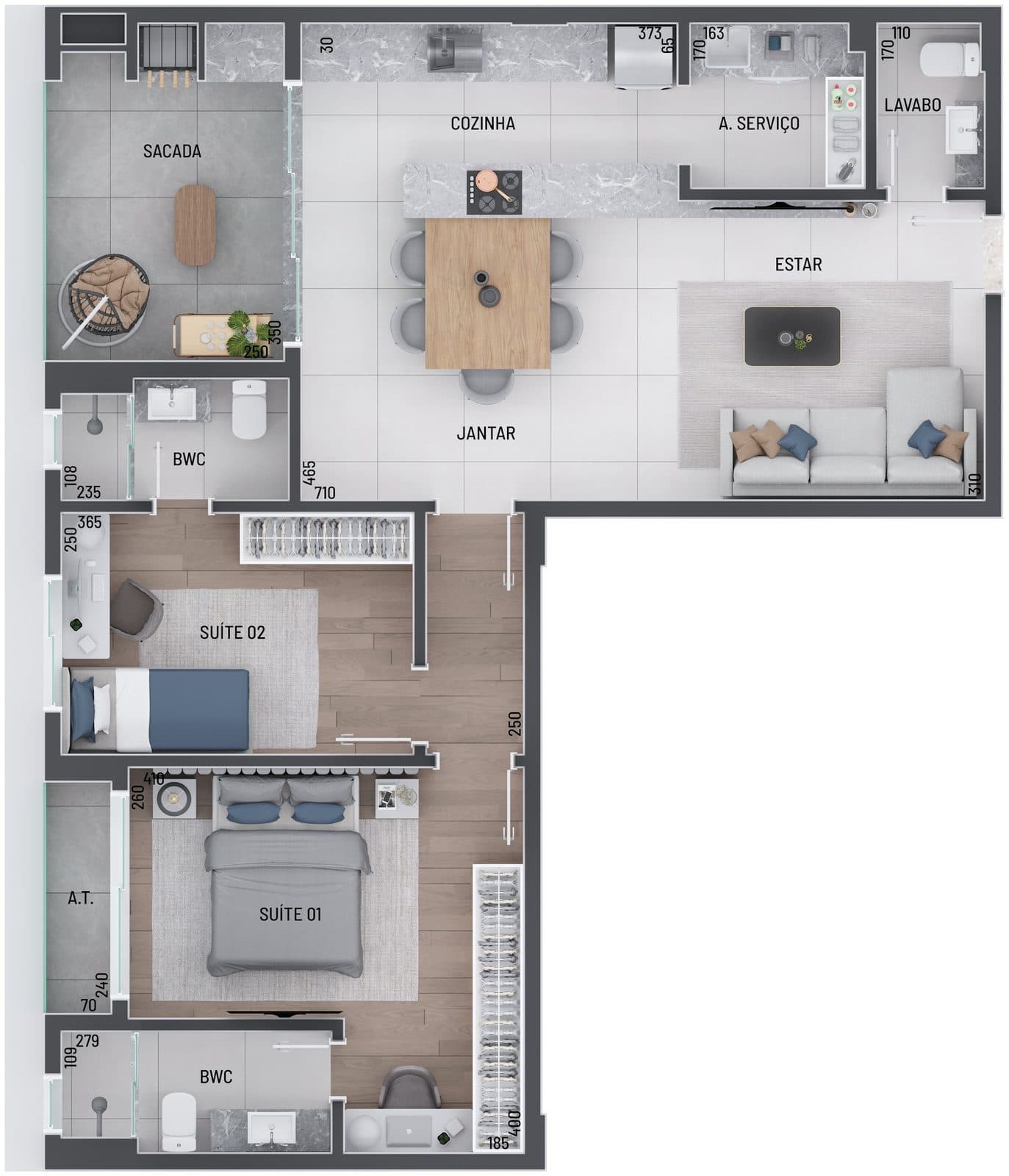 Planta da tipologia Apartamento Tipo Final 1 · 87 m²