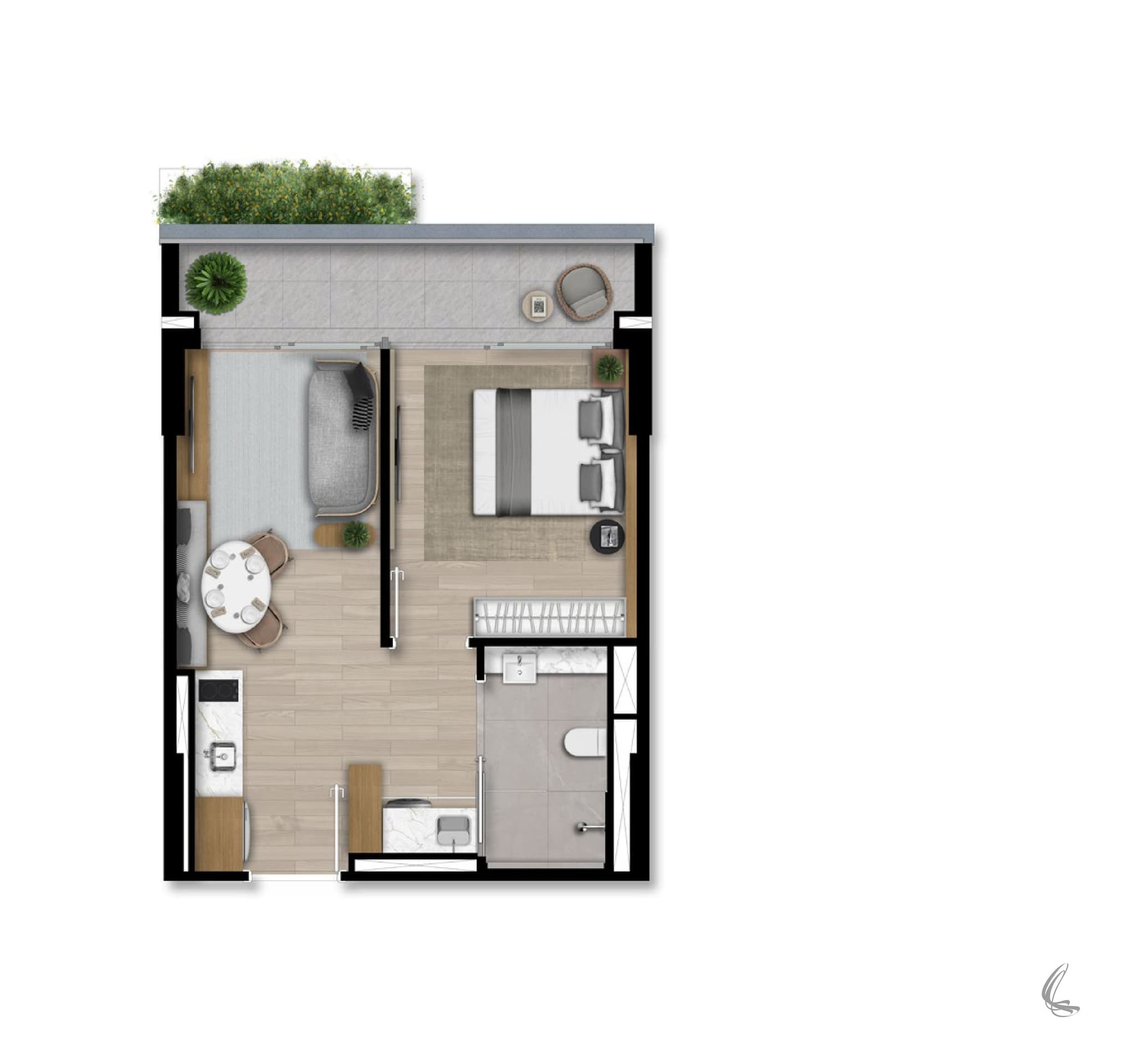 Planta da tipologia Apartamento 42 m²
