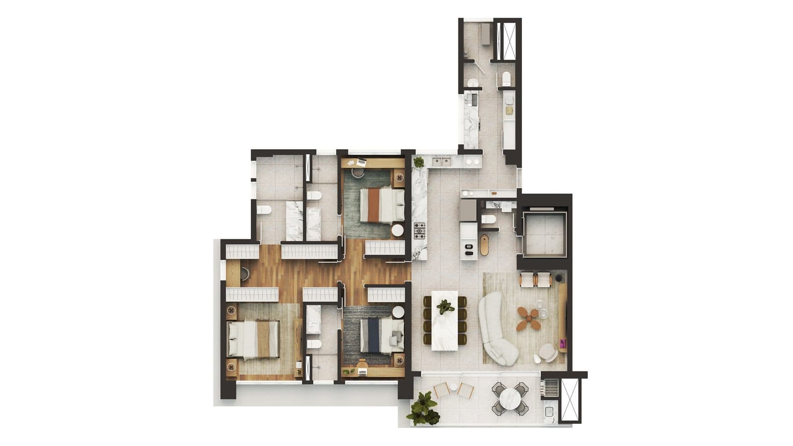 Planta da tipologia Apartamento Tipo Final 1 — 154,19 m²