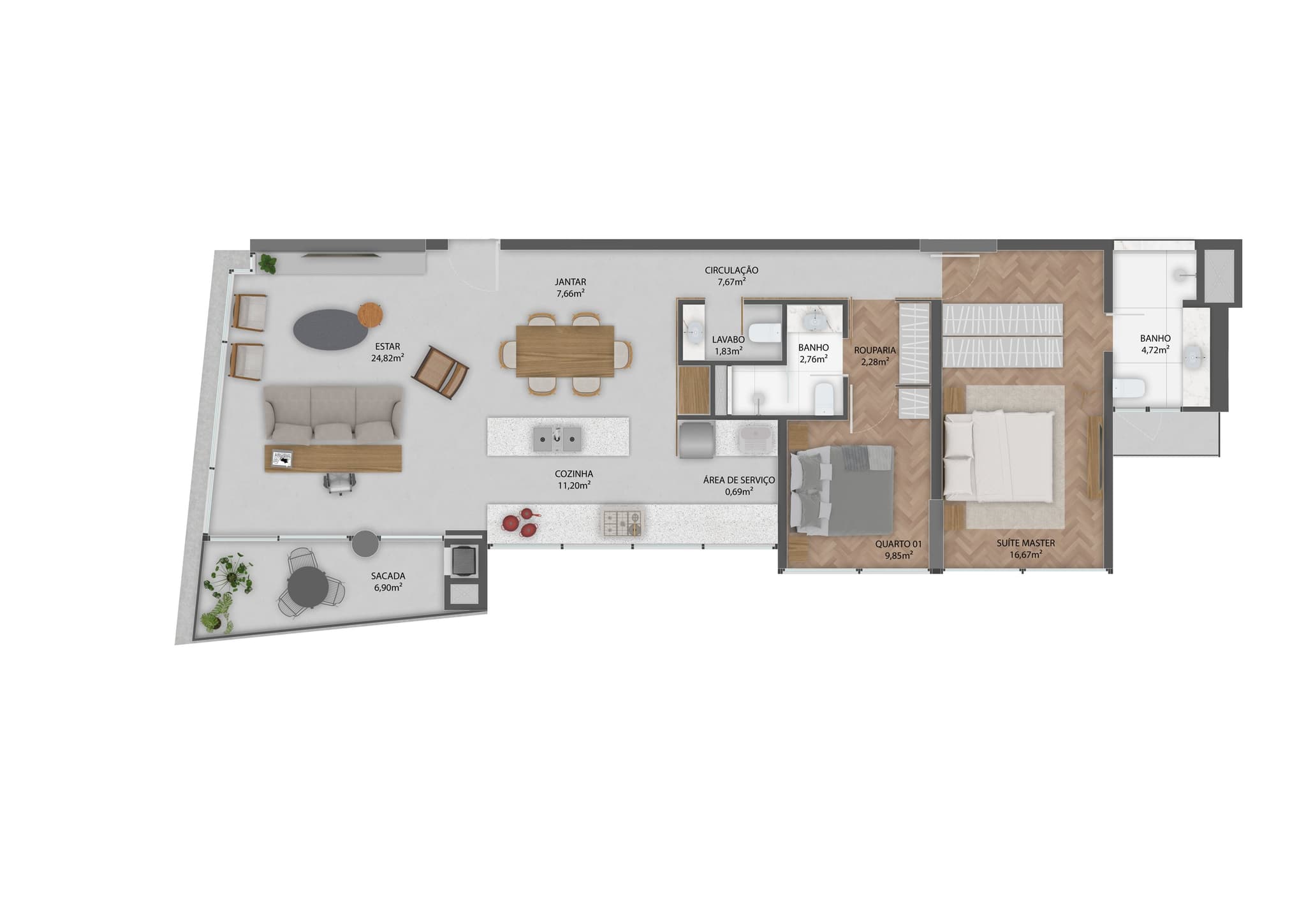 Planta da tipologia Apartamento 109 m²
