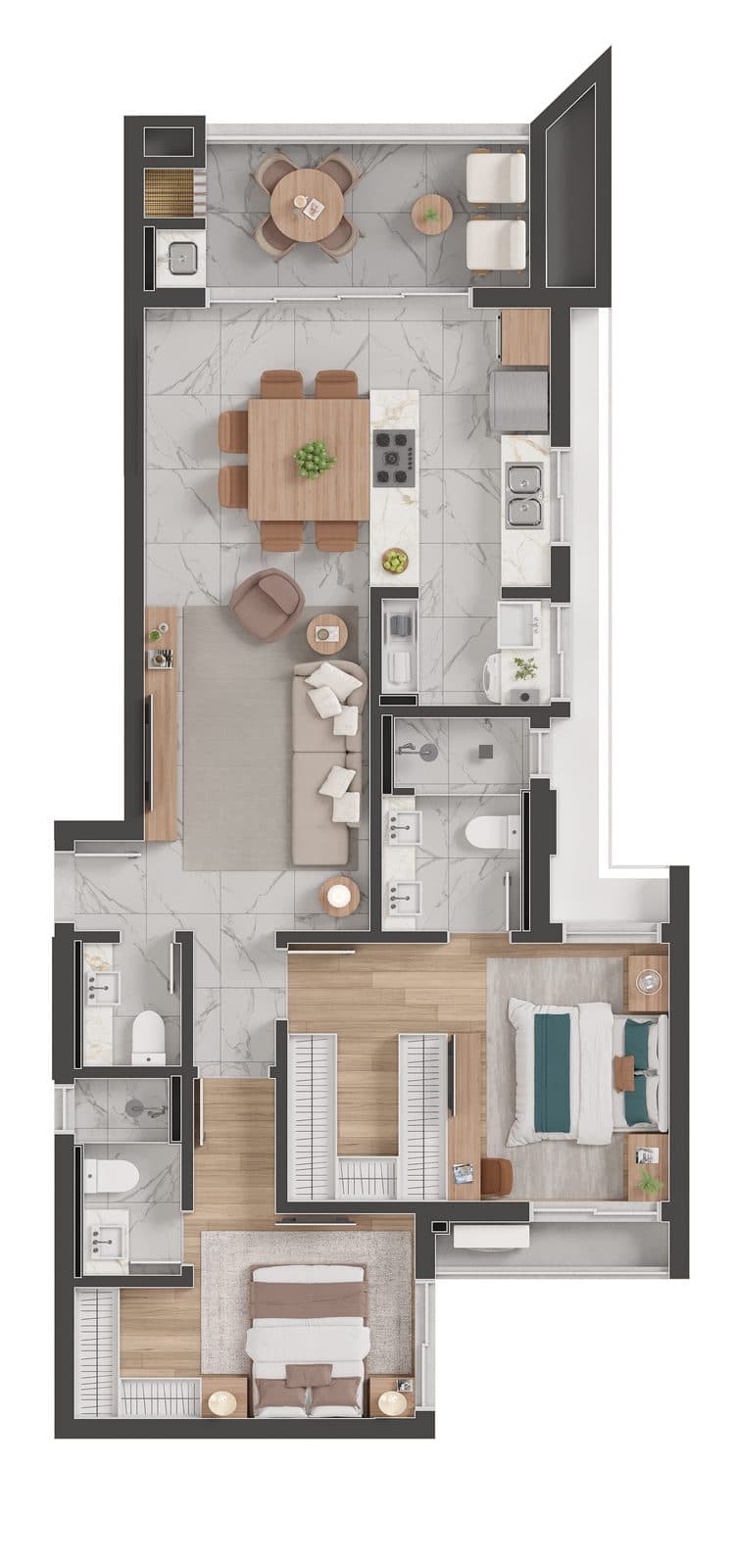 Planta da tipologia Apartamento 93,89 m² — Final 03