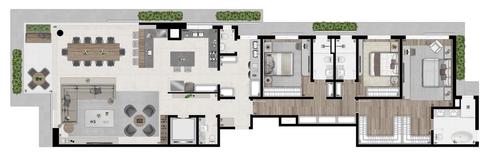 Planta da tipologia Apartamento 175 m²