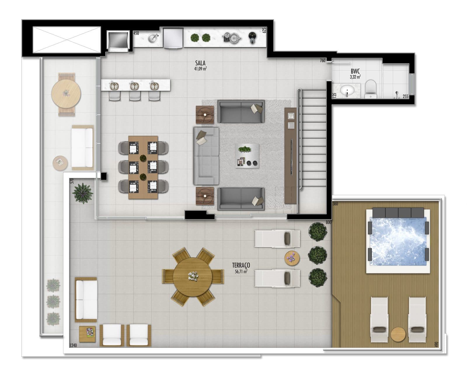 Planta da tipologia Cobertura 217 m²
