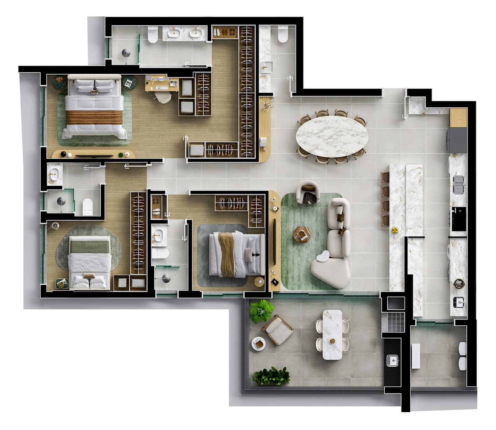 Planta da tipologia Apartamento Tipo 03