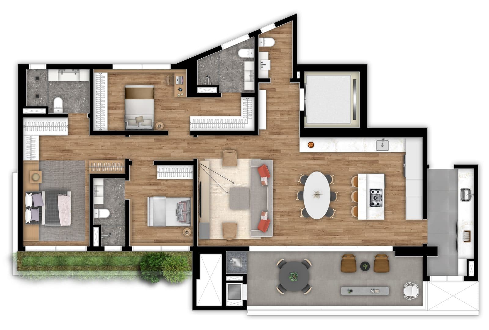 Planta da tipologia Apartamento 160 m²