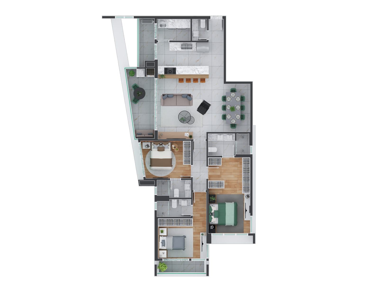 Planta da tipologia Apartamento 110 m²