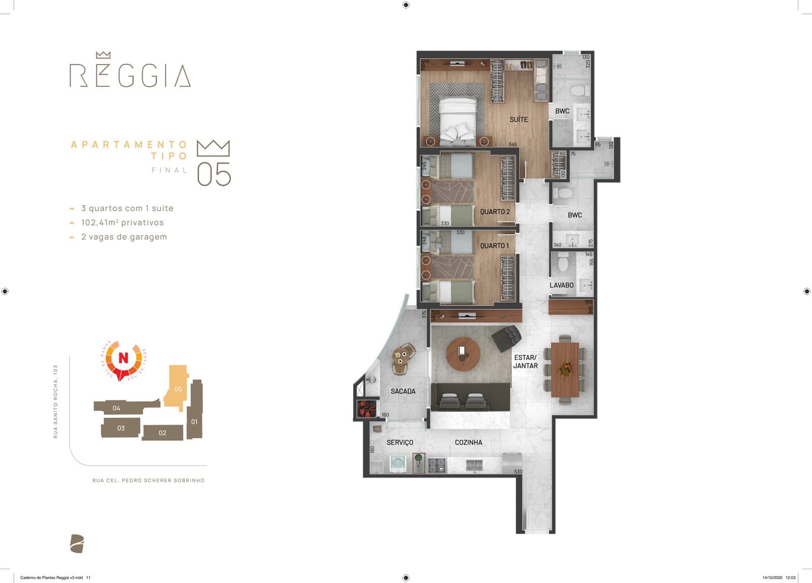 Planta da tipologia Apartamento 102,41 m² (Final 05)