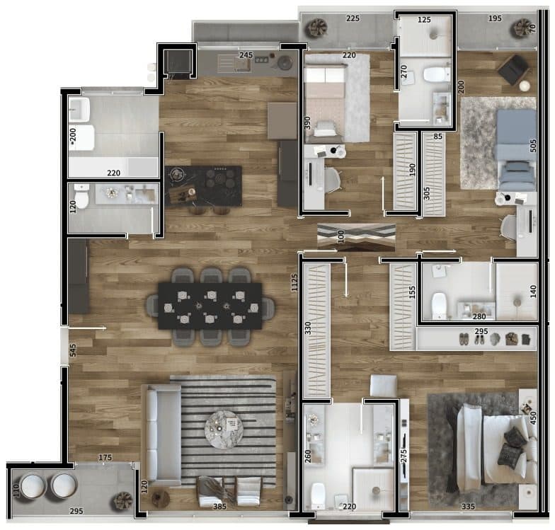 Planta da tipologia Apartamento 202