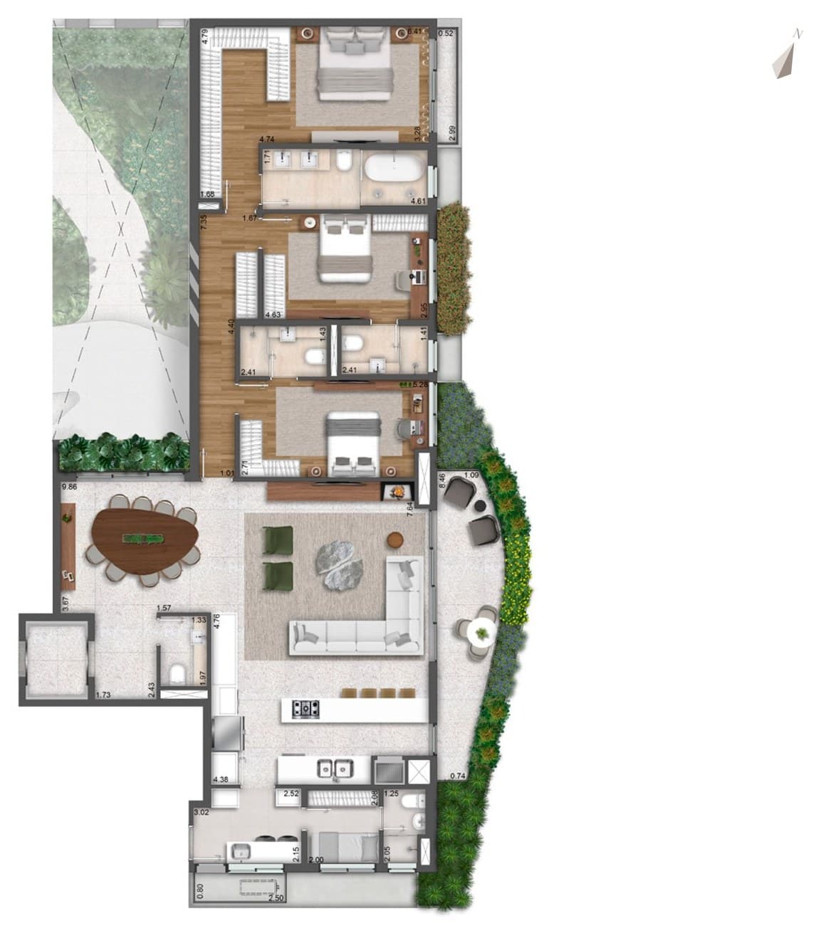 Planta da tipologia Apartamento 200 m²